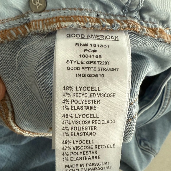 Good American Petite Straight Distressed Jeans - Picture 4 of 4